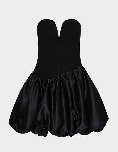 Betsey Johnson Quality | BUBBLE SOIREE DRESS BLACK Women's Black Bubble Hem Strapless Mini Dress
