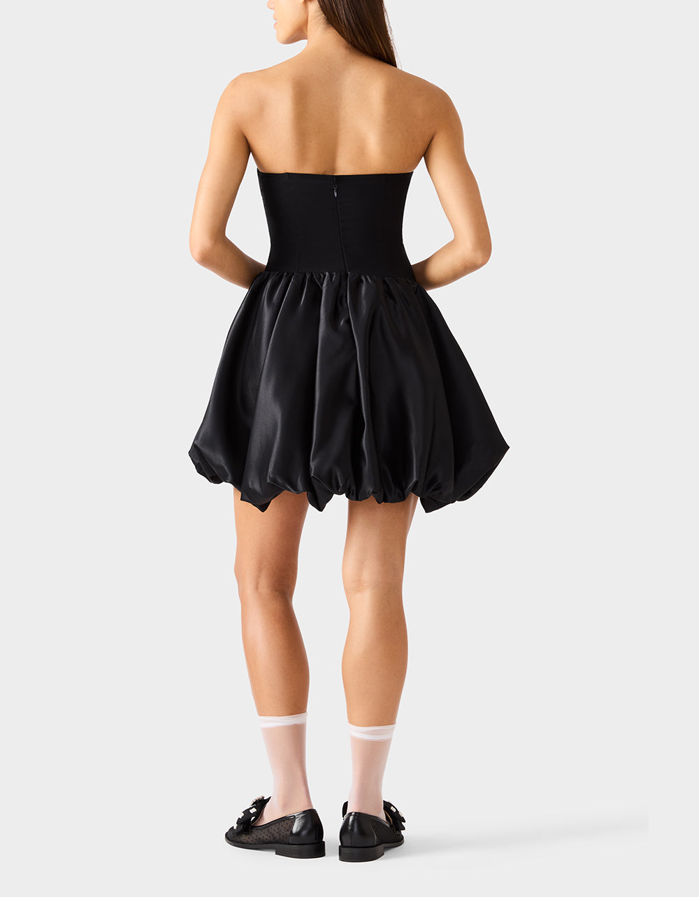 Betsey Johnson Quality | BUBBLE SOIREE DRESS BLACK Women's Black Bubble Hem Strapless Mini Dress