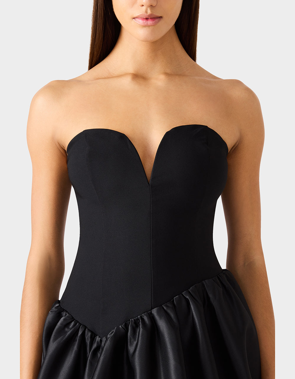 Betsey Johnson Quality | BUBBLE SOIREE DRESS BLACK Women's Black Bubble Hem Strapless Mini Dress
