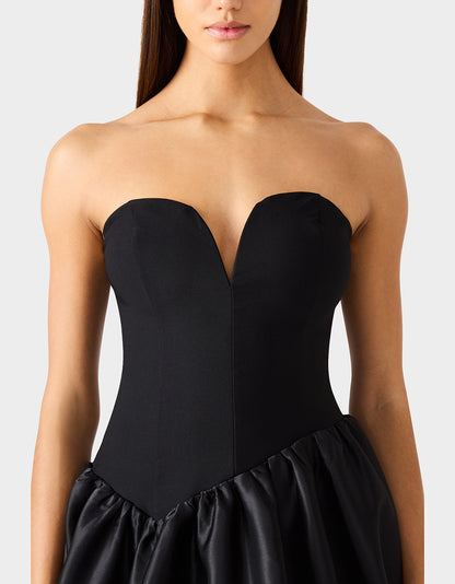 Betsey Johnson Quality | BUBBLE SOIREE DRESS BLACK Women's Black Bubble Hem Strapless Mini Dress