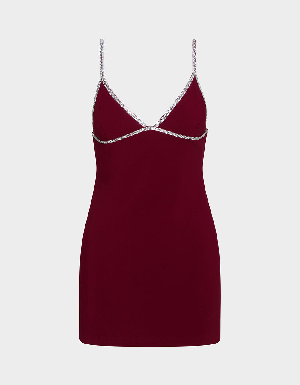 Betsey Johnson New | CRYSTAL SLIP DRESS WINE Women's Burgundy Wine Mini Dress with Rhinestone Details