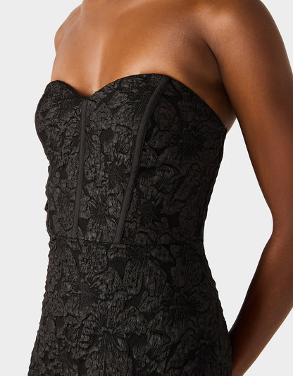 Betsey Johnson Great Value | DRESSED TO FRILL DRESS BLACK Women's Strapless Black Floral Mini Dress