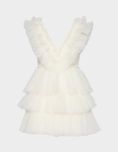 Betsey Johnson Essential | BETSEYS TIERED TULLE DRESS CREAM Mini Formal Women's Dress