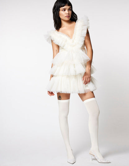 Betsey Johnson Essential | BETSEYS TIERED TULLE DRESS CREAM Mini Formal Women's Dress