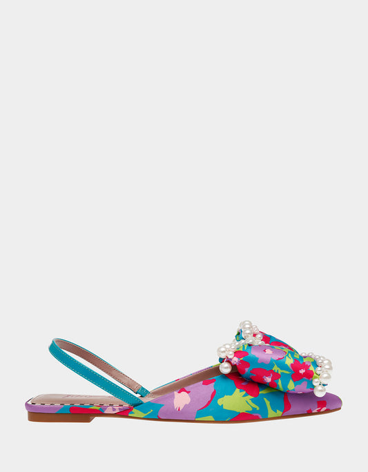 Betsey Johnson Smart Buy | CAMILO TEAL MULTI Floral Slingback Flats