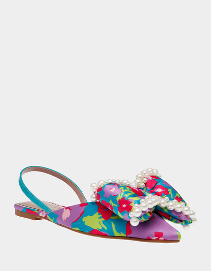 Betsey Johnson Smart Buy | CAMILO TEAL MULTI Floral Slingback Flats