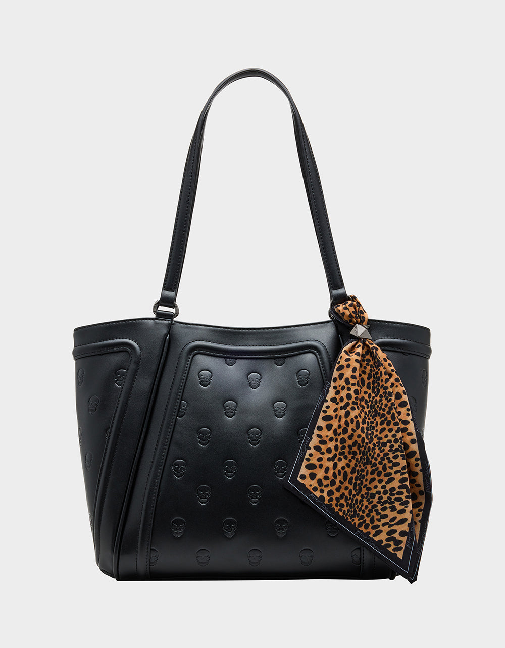 Betsey Johnson New | SKULLICIOUS TOTE WITH SCARF BLACK Women's Black Skull Tote Handbag