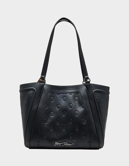 Betsey Johnson New | SKULLICIOUS TOTE WITH SCARF BLACK Women's Black Skull Tote Handbag
