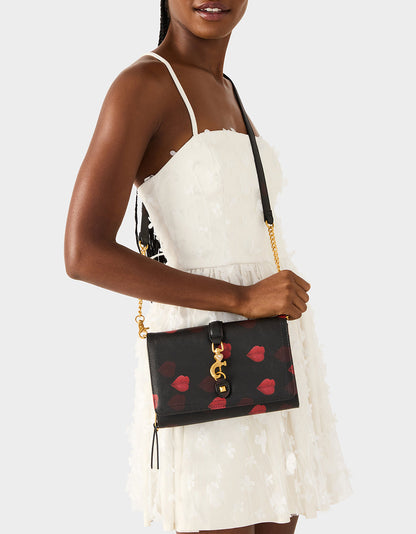 Betsey Johnson Recommended | KISSES WALLET ON CHAIN BLACK/MULTI Women's Valentine's Day Lip Kisses Wallet