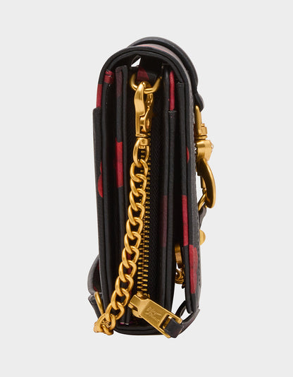 Betsey Johnson Recommended | KISSES WALLET ON CHAIN BLACK/MULTI Women's Valentine's Day Lip Kisses Wallet