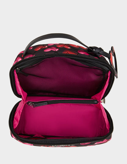 Betsey Johnson Quality | LOAF COSMETIC CASE WITH MIRROR BLACK/MULTI Women's Heart Print Travel Cosmetic Case