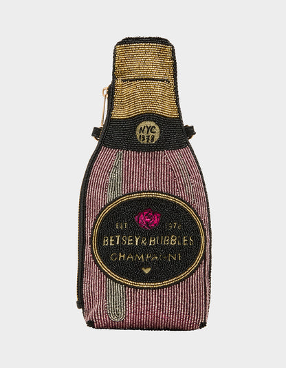 Betsey Johnson Customer Favorite | KITSCH BUBBLES SHOULDER BAG PINK Women's Valentine's Day Champagne Bubble Beaded Shoulder Handbag
