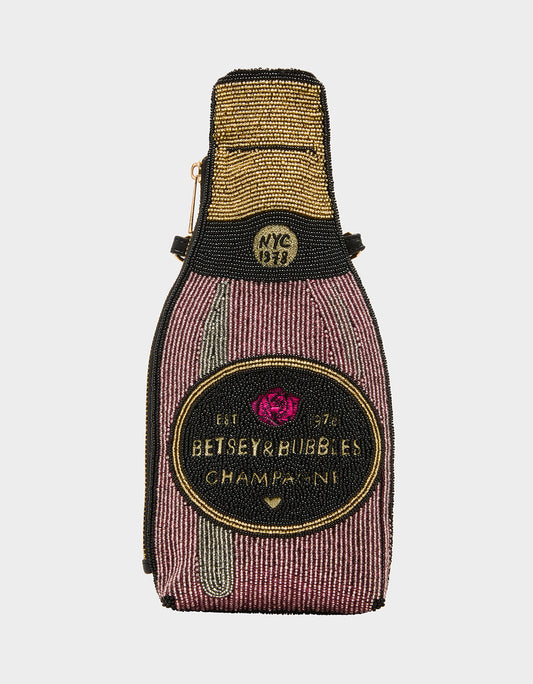 Betsey Johnson Customer Favorite | KITSCH BUBBLES SHOULDER BAG PINK Women's Valentine's Day Champagne Bubble Beaded Shoulder Handbag