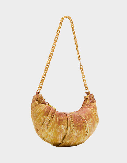 Betsey Johnson New | KITSCH RISE + SHINE SHOULDER BAG TAN Women's Kitsch Croissant Handbag