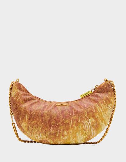 Betsey Johnson New | KITSCH RISE + SHINE SHOULDER BAG TAN Women's Kitsch Croissant Handbag