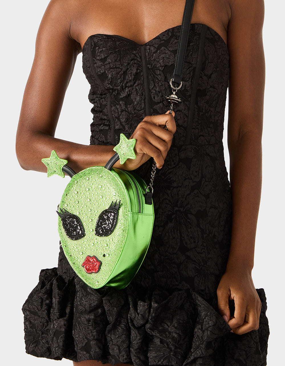 Betsey Johnson Value | KITSCH OUT OF YOUR ORBIT GREEN Women's Alien Kitsch Crossbody Handbag
