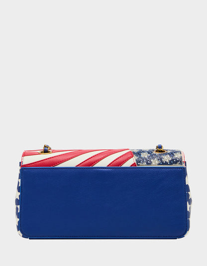 Betsey Johnson New | FREEDOM FLAP CONVERTIBLE BAG MULTI Women's American Flag Handbag