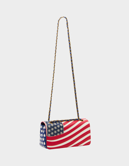 Betsey Johnson New | FREEDOM FLAP CONVERTIBLE BAG MULTI Women's American Flag Handbag