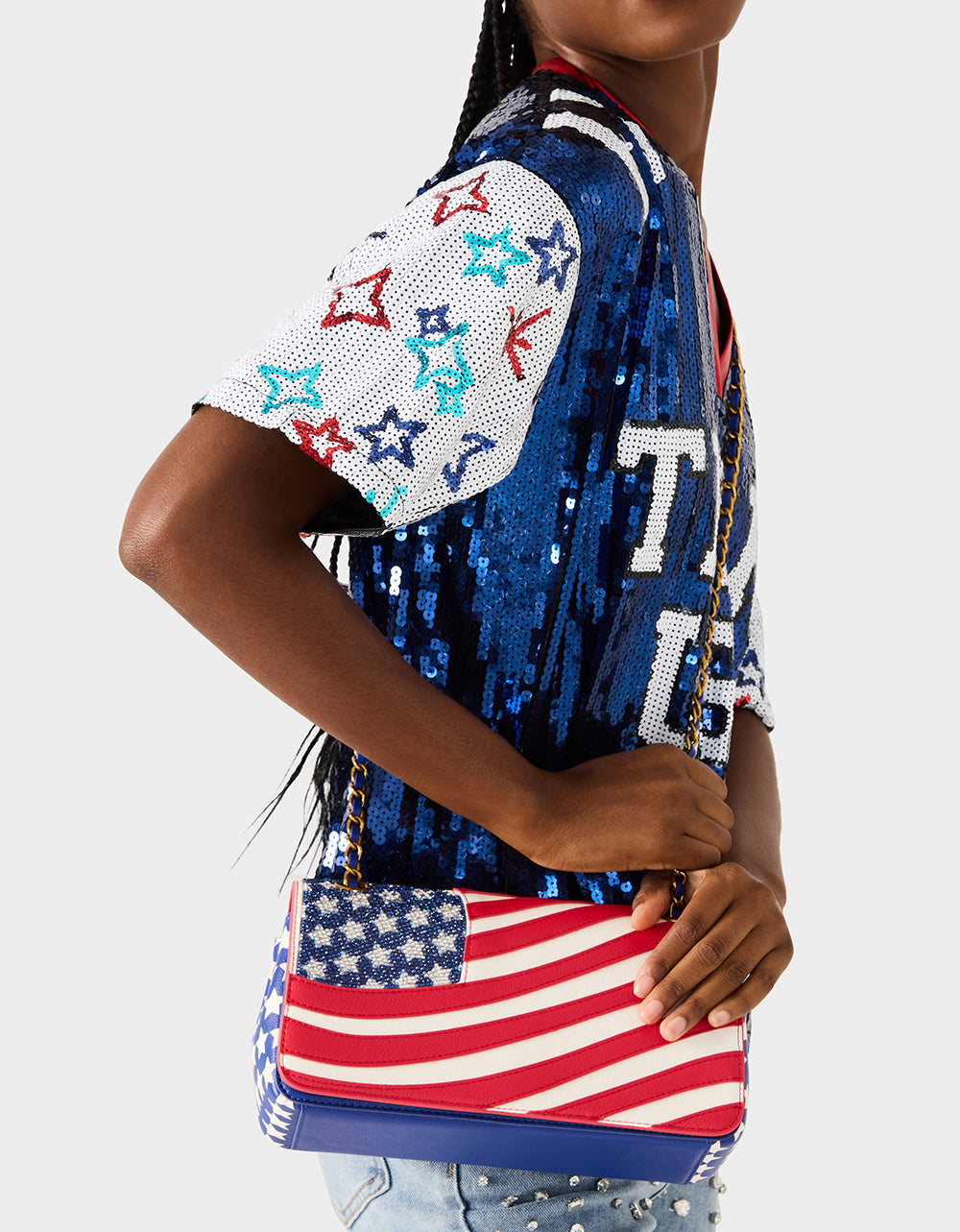 Betsey Johnson New | FREEDOM FLAP CONVERTIBLE BAG MULTI Women's American Flag Handbag