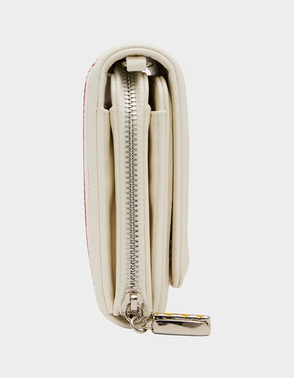 Betsey Johnson New | GRAND SLAM WALLET ON CHAIN CREAM Women's Baseball-Themed Rhinestone Embellished Wallet on Chain Crossbody Handbag