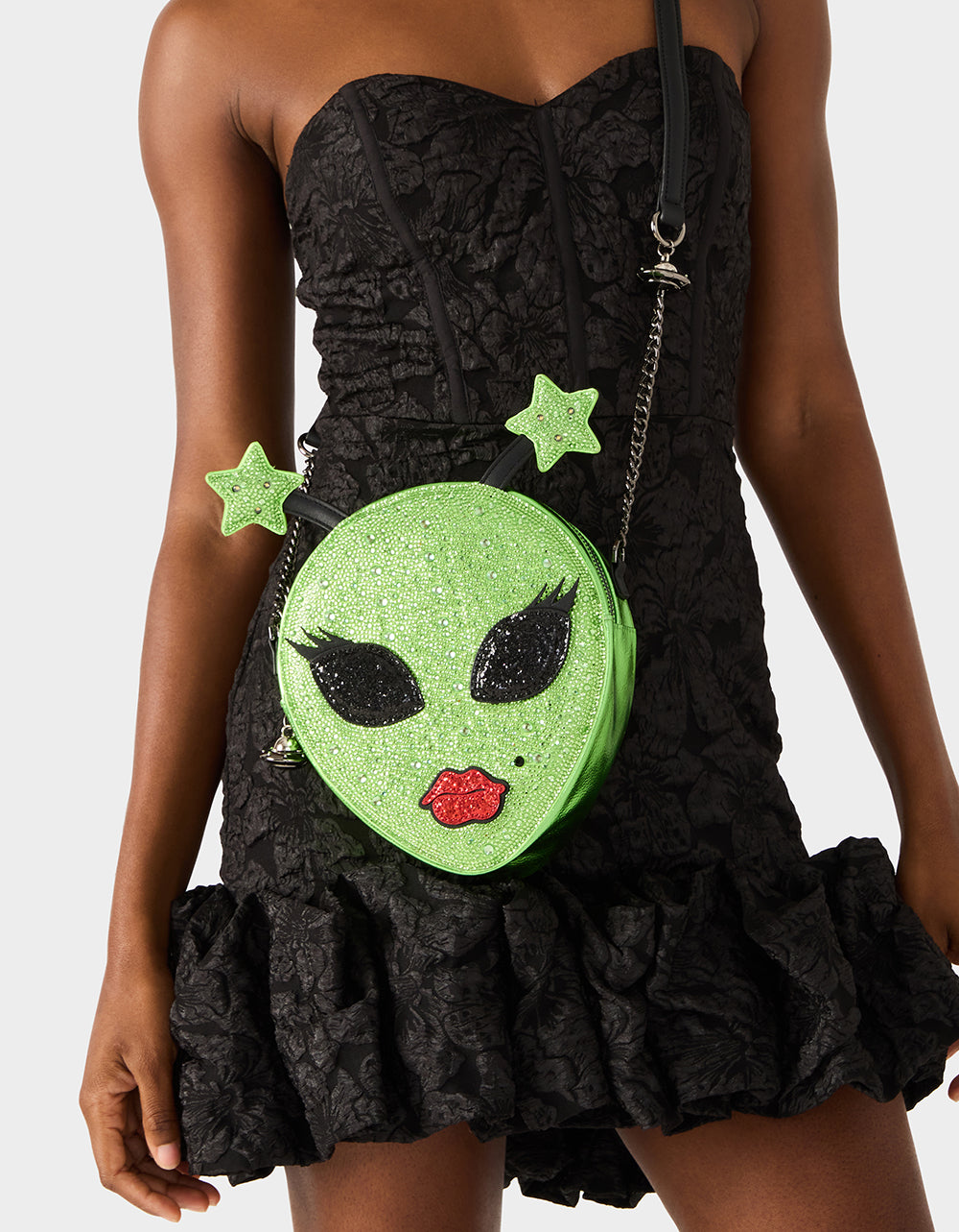 Betsey Johnson Trending | OUT OF THIS WORLD BUNDLE Women's Rhinestone Alien Crossbody Handbag and Wallet Set