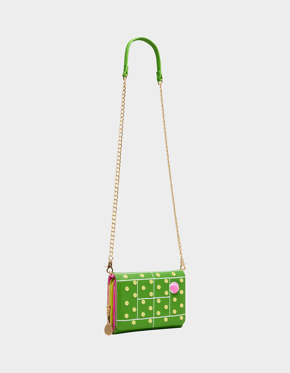 Betsey Johnson New | NET WORTH WALLET ON CHAIN GREEN Women's Tennis Wallet Crossbody Handbag
