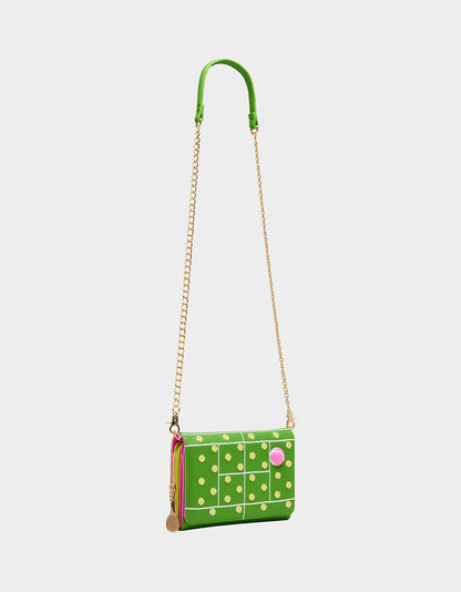 Betsey Johnson New | NET WORTH WALLET ON CHAIN GREEN Women's Tennis Wallet Crossbody Handbag