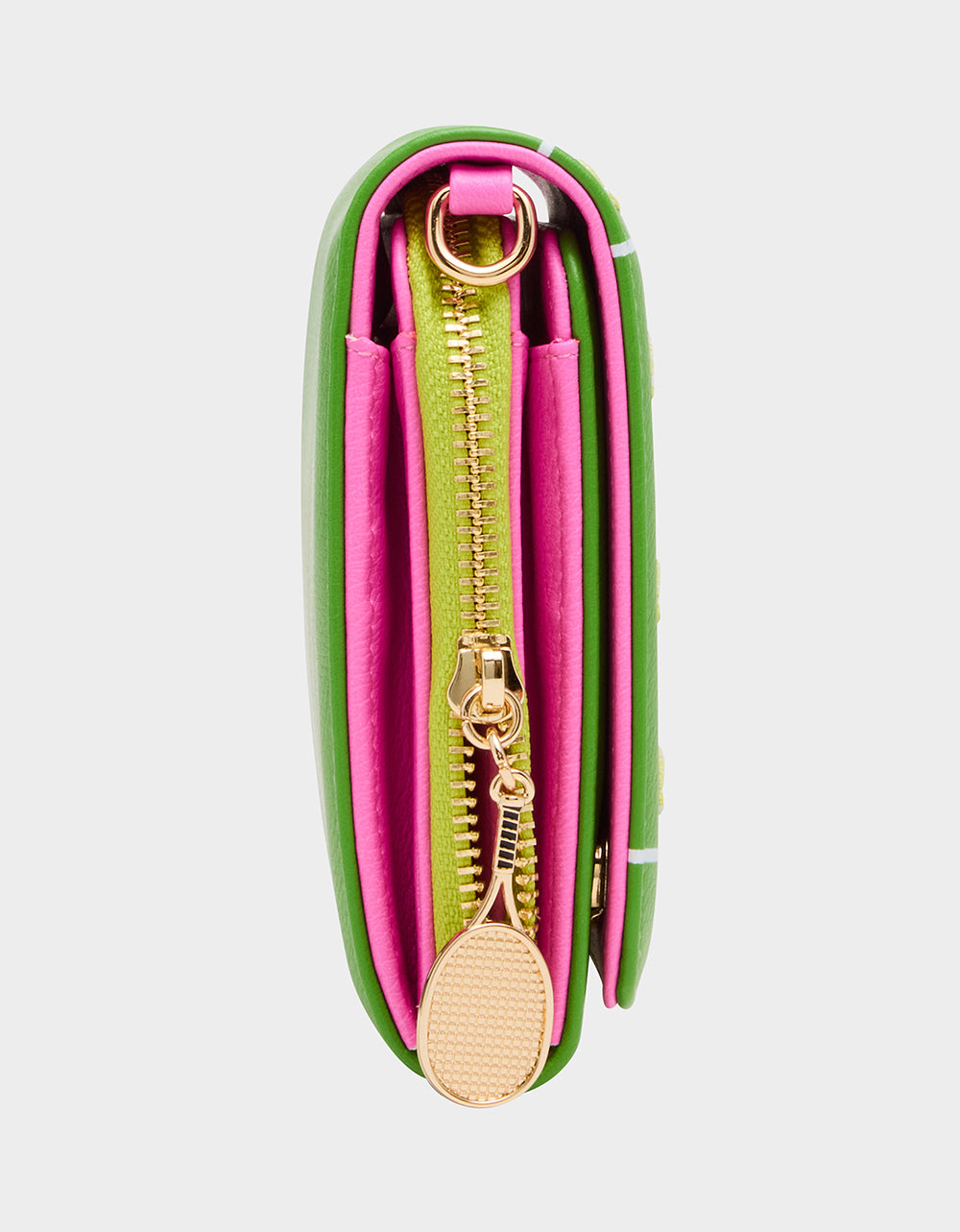 Betsey Johnson New | NET WORTH WALLET ON CHAIN GREEN Women's Tennis Wallet Crossbody Handbag