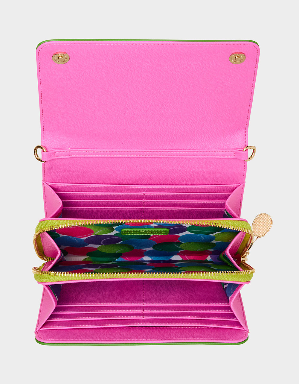 Betsey Johnson New | NET WORTH WALLET ON CHAIN GREEN Women's Tennis Wallet Crossbody Handbag