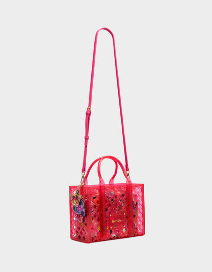 Betsey Johnson Best Seller | JAMMIN CLEAR SATCHEL PINK Women's Tote Crossbody Handbag