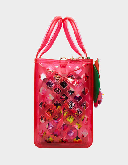 Betsey Johnson Best Seller | JAMMIN CLEAR SATCHEL PINK Women's Tote Crossbody Handbag