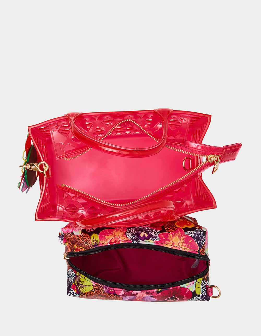 Betsey Johnson Best Seller | JAMMIN CLEAR SATCHEL PINK Women's Tote Crossbody Handbag