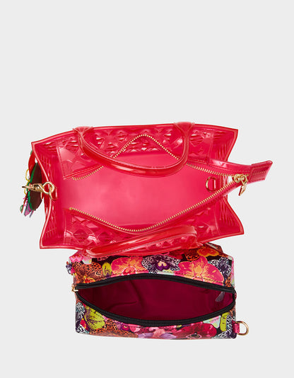 Betsey Johnson Best Seller | JAMMIN CLEAR SATCHEL PINK Women's Tote Crossbody Handbag