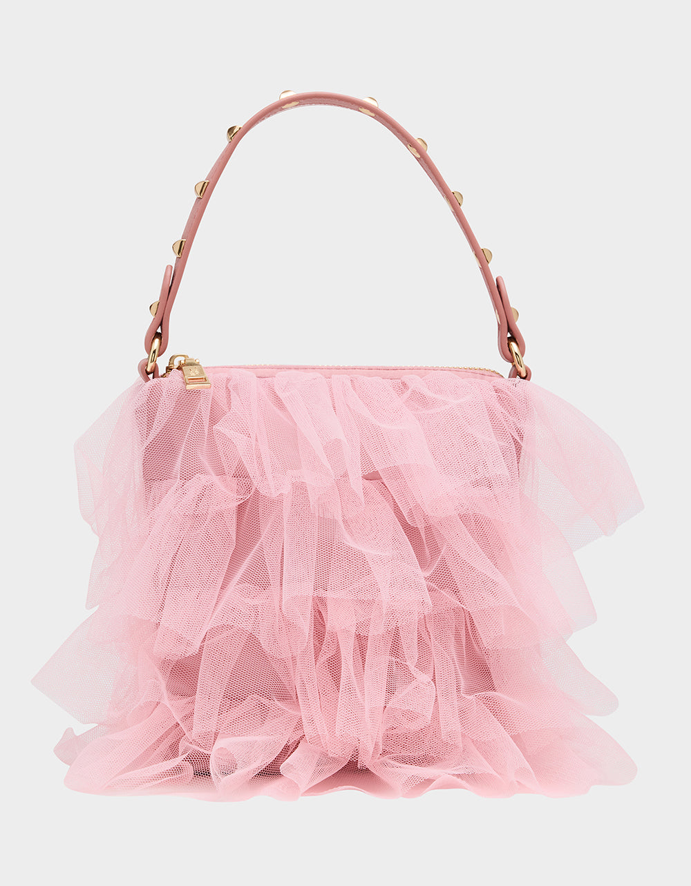 Betsey Johnson Hot Sale | TUTU PRETTY PINK Women's Studded Shoulder Strap Tulle Crossbody Handbag