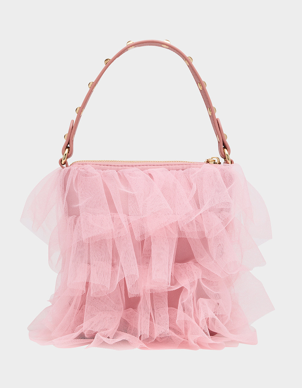 Betsey Johnson Hot Sale | TUTU PRETTY PINK Women's Studded Shoulder Strap Tulle Crossbody Handbag
