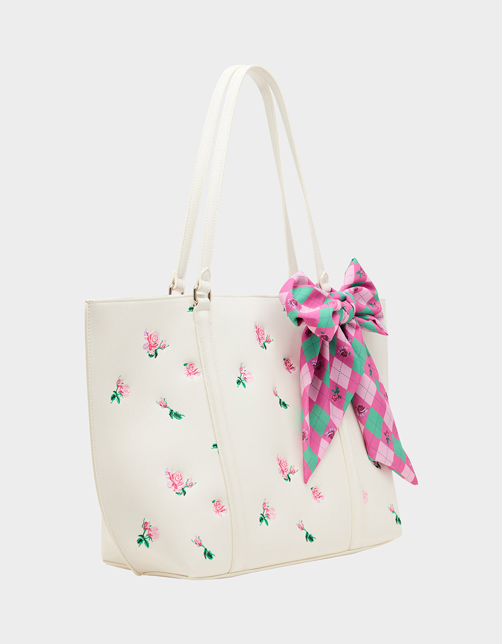 Betsey Johnson Latest | ROSEBUD TOTE CREAM Flowers Bow Women's Tote Handbag