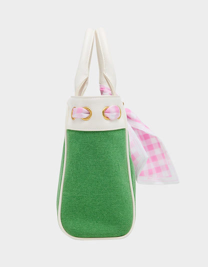Betsey Johnson Special Offer | TALK BIRDIE TO ME SATCHEL GREEN Golf-Themed Scarf Detail Women's Satchel Handbag