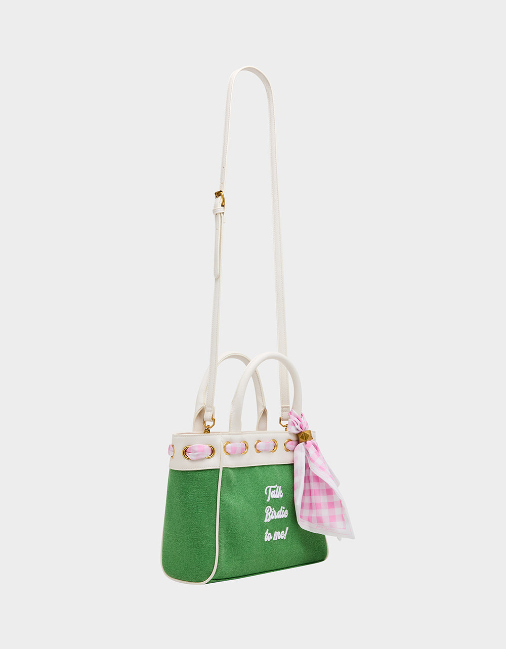 Betsey Johnson Special Offer | TALK BIRDIE TO ME SATCHEL GREEN Golf-Themed Scarf Detail Women's Satchel Handbag