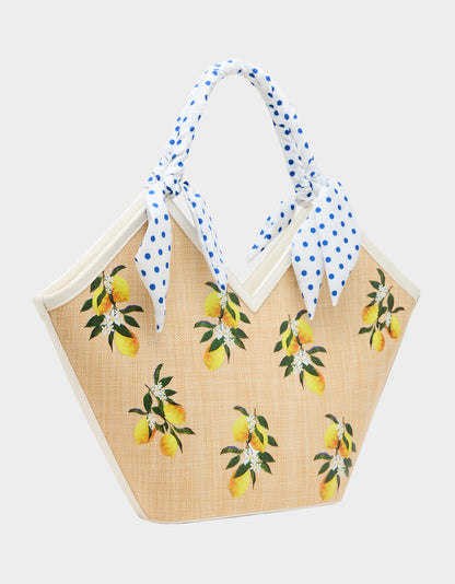 Betsey Johnson Trusted | DON'T BE TARTY TOTE NATURAL Lemon Scarf Women's Tote Handbag