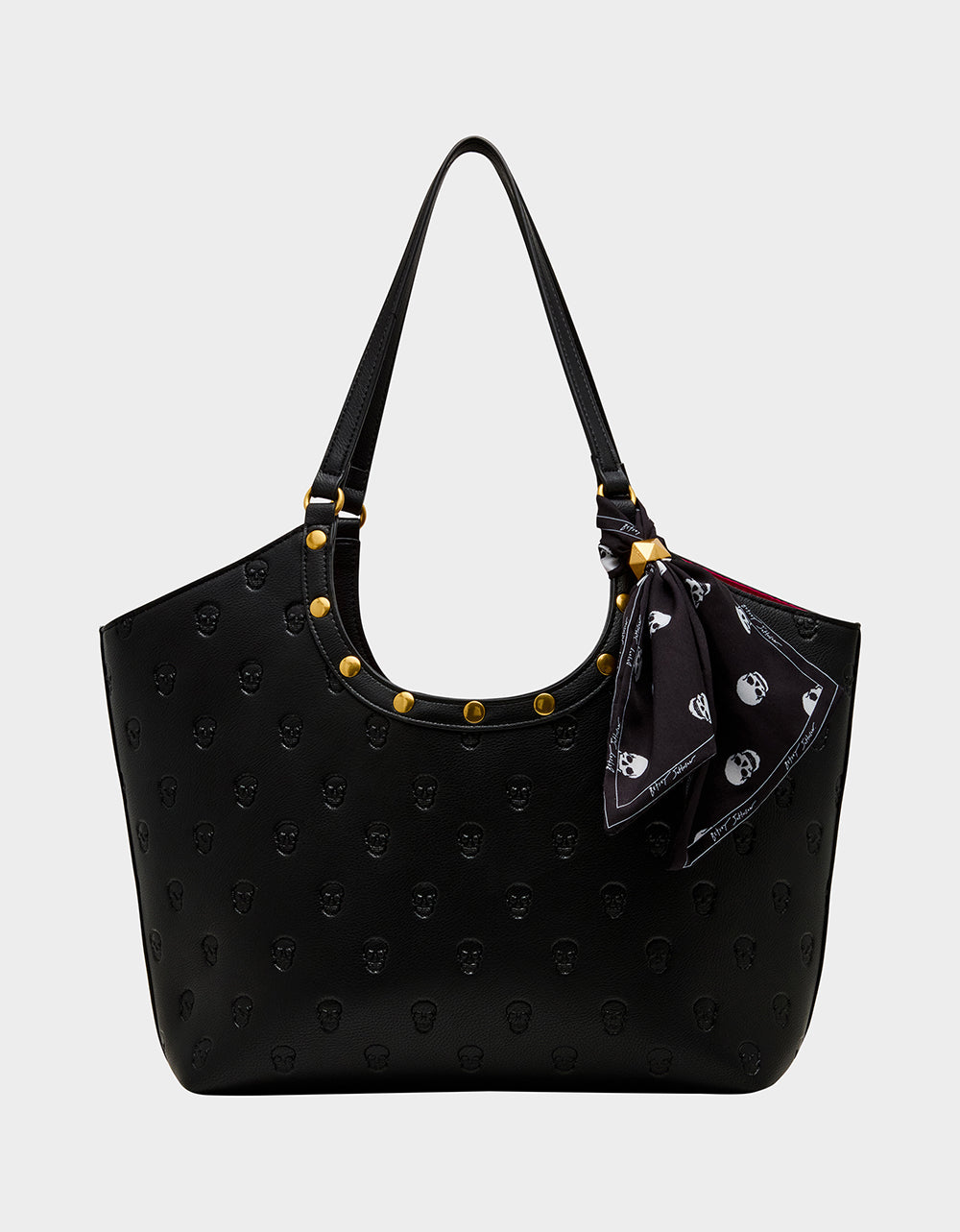 Betsey Johnson Exclusive | GET AHEAD TOTE BLACK Black Skull Print Tote Bag With Scarf