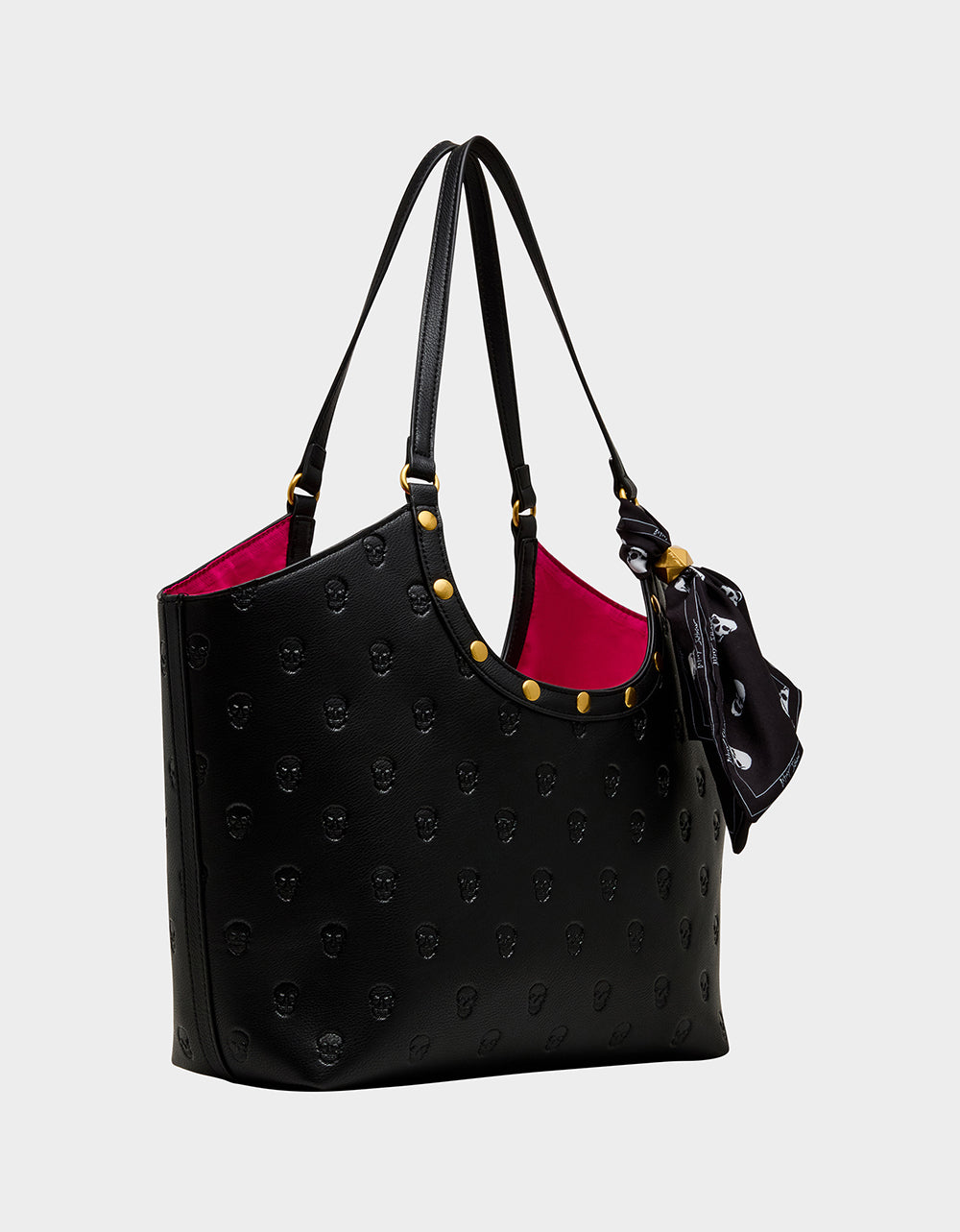 Betsey Johnson Exclusive | GET AHEAD TOTE BLACK Black Skull Print Tote Bag With Scarf