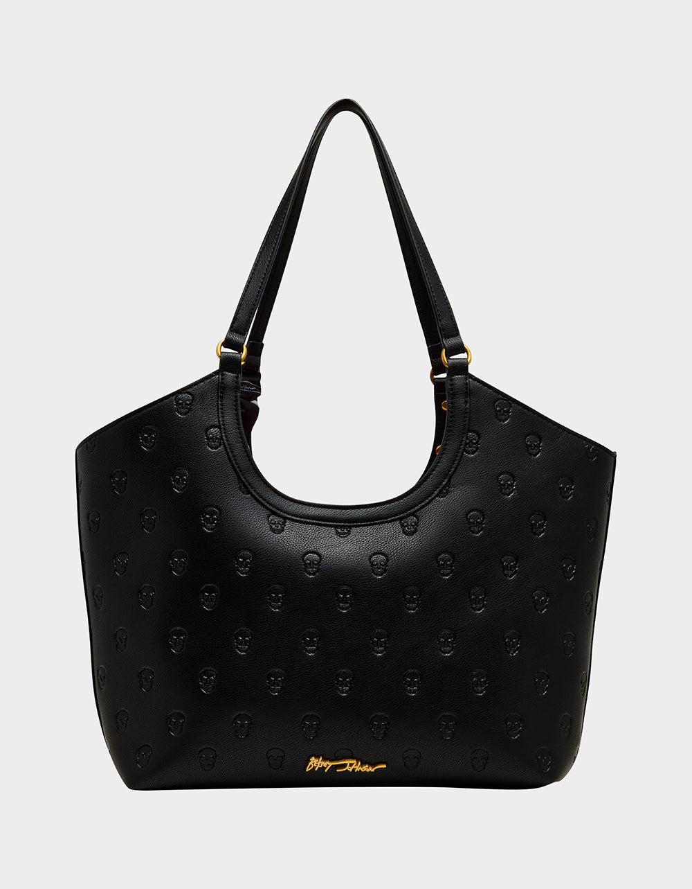 Betsey Johnson Exclusive | GET AHEAD TOTE BLACK Black Skull Print Tote Bag With Scarf