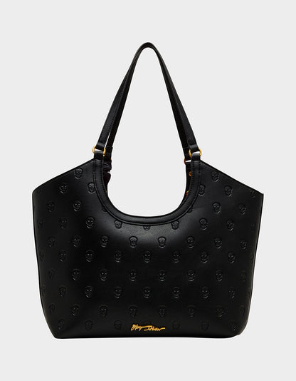Betsey Johnson Exclusive | GET AHEAD TOTE BLACK Black Skull Print Tote Bag With Scarf