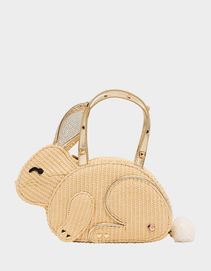 Betsey Johnson Best Seller | HIP-HOP HANDBAG NATURAL Raffia Bunny-Shaped Easter Handbag
