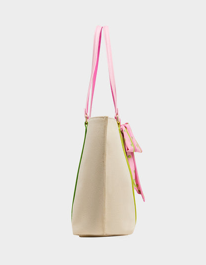 Betsey Johnson Discount | MISS MATCH TOTE NATURAL MULTI Natural Canvas Tennis Tote Sith Scarf