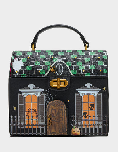 Betsey Johnson Signature | FOREVER HOME BLACK MULTI Women's Halloween-Themed Haunted House Crossbody Handbag