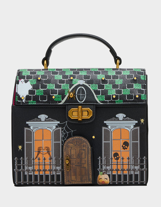 Betsey Johnson Signature | FOREVER HOME BLACK MULTI Women's Halloween-Themed Haunted House Crossbody Handbag