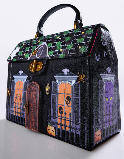 Betsey Johnson Signature | FOREVER HOME BLACK MULTI Women's Halloween-Themed Haunted House Crossbody Handbag