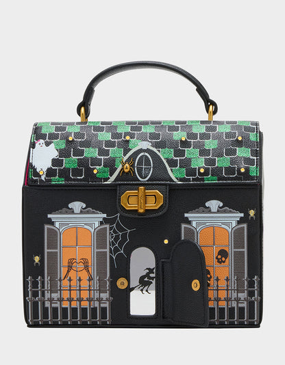 Betsey Johnson Signature | FOREVER HOME BLACK MULTI Women's Halloween-Themed Haunted House Crossbody Handbag