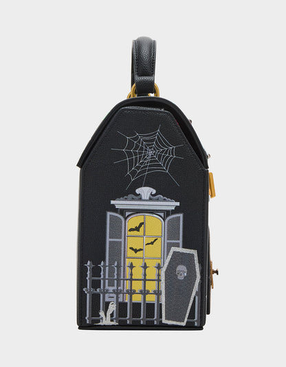Betsey Johnson Signature | FOREVER HOME BLACK MULTI Women's Halloween-Themed Haunted House Crossbody Handbag